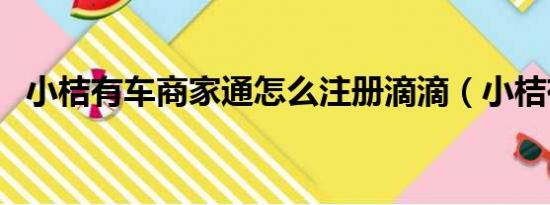 小桔有车商家通怎么注册滴滴（小桔有车）