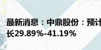 最新消息：中鼎股份：预计上半年净利同比增长29.89%-41.19%