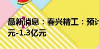 最新消息：春兴精工：预计上半年净亏损1亿元-1.3亿元