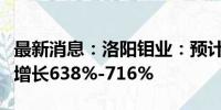 最新消息：洛阳钼业：预计上半年净利润同比增长638%-716%