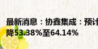 最新消息：协鑫集成：预计上半年净利同比下降53.38%至64.14%