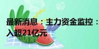 最新消息：主力资金监控：有色金属板块净流入超21亿元