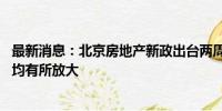 最新消息：北京房地产新政出台两周后 二手房、新房成交量均有所放大