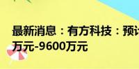 最新消息：有方科技：预计上半年净利8000万元-9600万元