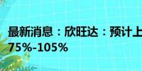 最新消息：欣旺达：预计上半年净利同比增长75%-105%