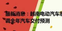 最新消息：越南电动汽车制造商VINFAST下调全年汽车交付预测