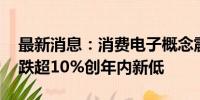 最新消息：消费电子概念震荡走弱 传音控股跌超10%创年内新低