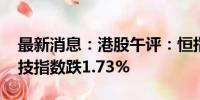 最新消息：港股午评：恒指跌1.37% 恒生科技指数跌1.73%