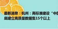 最新消息：杭州：高标准建设“中国数谷” 目标到2026年底建立高质量数据集15个以上