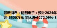 最新消息：精测电子：预计2024年上半年净利润为4500万元-5500万元 同比增长272.09%-354.77%