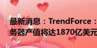 最新消息：TrendForce：预估2024年AI服务器产值将达1870亿美元