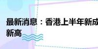 最新消息：香港上半年新成立公司数字创历史新高