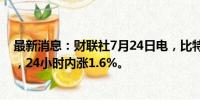 最新消息：财联社7月24日电，比特币向上触及67000美元，24小时内涨1.6%。