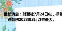 最新消息：财联社7月24日电，标普500指数盘中下跌1.7%，跌幅创2023年3月以来最大。