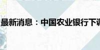 最新消息：中国农业银行下调人民币存款利率