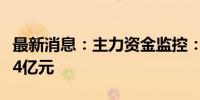 最新消息：主力资金监控：药明康德净买入超4亿元