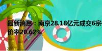 最新消息：南京28.18亿元成交6宗住宅用地 鼓楼区地块溢价率20.62%