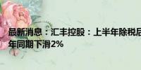 最新消息：汇丰控股：上半年除税后利润为177亿美元 比上年同期下滑2%