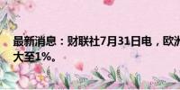 最新消息：财联社7月31日电，欧洲斯托克600指数涨幅扩大至1%。