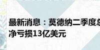 最新消息：莫德纳二季度总营收2.41亿美元 净亏损13亿美元