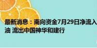 最新消息：南向资金7月29日净流入超7亿：加仓腾讯及中海油 流出中国神华和建行