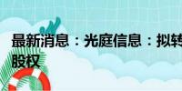 最新消息：光庭信息：拟转让参股公司中海庭股权