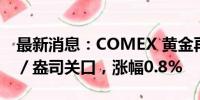 最新消息：COMEX 黄金再度升破2500美元／盎司关口，涨幅0.8%