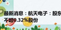 最新消息：航天电子：股东航天创投计划减持不超0.32%股份