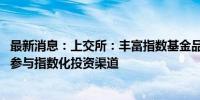 最新消息：上交所：丰富指数基金品类及指数衍生产品 拓展参与指数化投资渠道