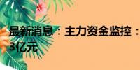 最新消息：主力资金监控：大众交通净买入超3亿元