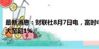 最新消息：财联社8月7日电，富时中国A50指数期货涨幅扩大至超1%。