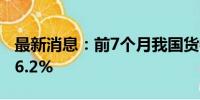 最新消息：前7个月我国货物贸易进出口增长6.2%