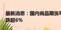 最新消息：国内商品期货早盘开盘 集运欧线跌超6%