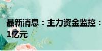 最新消息：主力资金监控：永辉超市净买入超1亿元