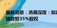 最新消息：浩瀚深度：拟以1.26亿元收购国瑞数智35%股权