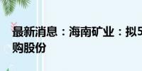 最新消息：海南矿业：拟5000万元-1亿元回购股份