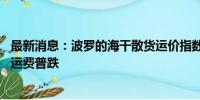 最新消息：波罗的海干散货运价指数连降第三日 各类型船舶运费普跌