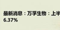 最新消息：万孚生物：上半年净利润同比增长6.37%