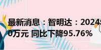 最新消息：智明达：2024年上半年净利润170万元 同比下降95.76%