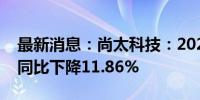 最新消息：尚太科技：2024年半年度净利润同比下降11.86%