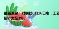 最新消息：财联社8月16日电，工业硅期货主力合约日内涨幅扩大至3%。