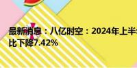 最新消息：八亿时空：2024年上半年净利润4971.5万元 同比下降7.42%