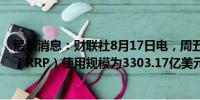 最新消息：财联社8月17日电，周五美联储隔夜逆回购协议（RRP）使用规模为3303.17亿美元。