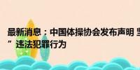 最新消息：中国体操协会发布声明 坚决支持依法整治“饭圈”违法犯罪行为