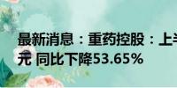 最新消息：重药控股：上半年净利润2.38亿元 同比下降53.65%