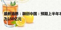 最新消息：融创中国：预期上半年本公司拥有人应占亏损约为150亿元