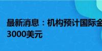 最新消息：机构预计国际金价明年或达每盎司3000美元