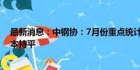 最新消息：中钢协：7月份重点统计企业板带材产量同比基本持平