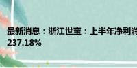 最新消息：浙江世宝：上半年净利润6688.78万元 同比增长237.18%