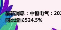 最新消息：中恒电气：2024年上半年净利润同比增长524.5%